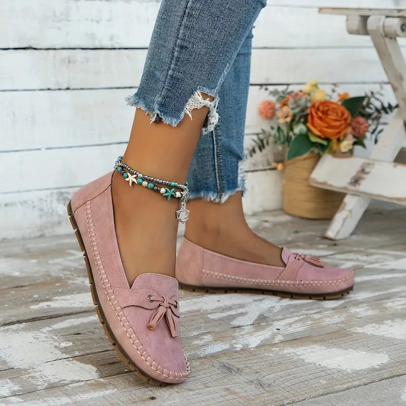Mocassins pour femme avec nœud, confortables, souples, style vintage