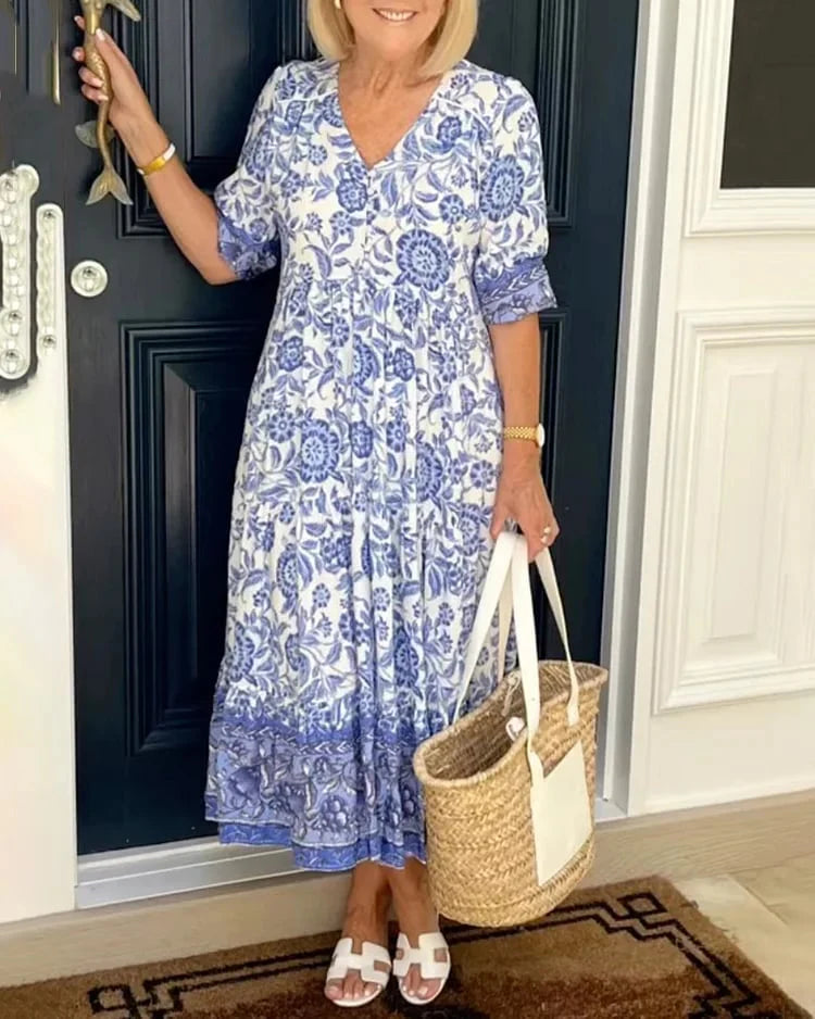 LIQUIDATION🔥 Robe imprimée col en V - Sans taxes