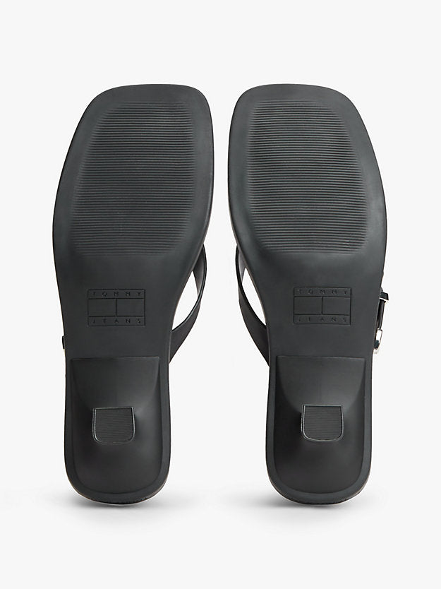 Leather Kitten Heel Toe Post Sandals