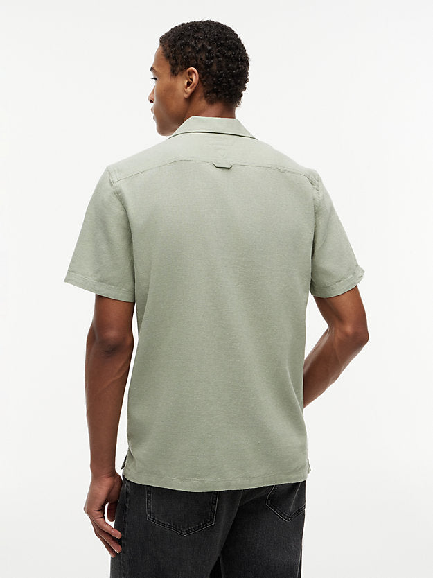 Regular Fit Linen Blend Short Sleeve Shirt