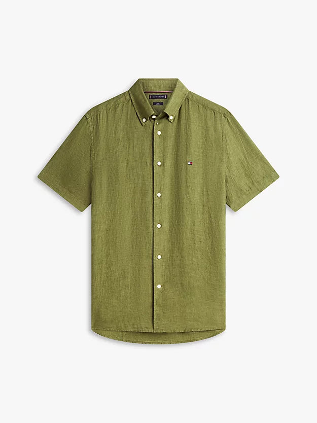 Regular Fit Washed Linen Short Sleeve Shirt