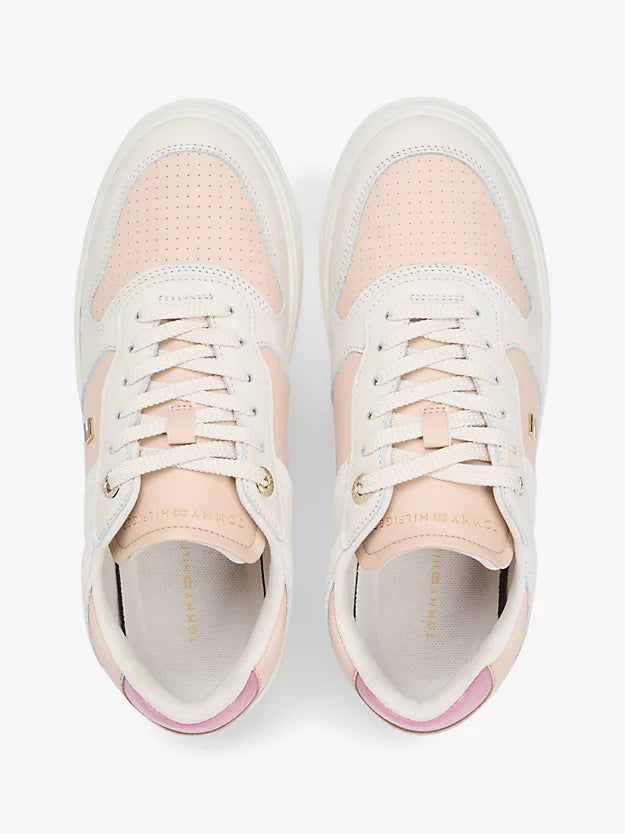 Leather Mixed Texture Cupsole Trainers
