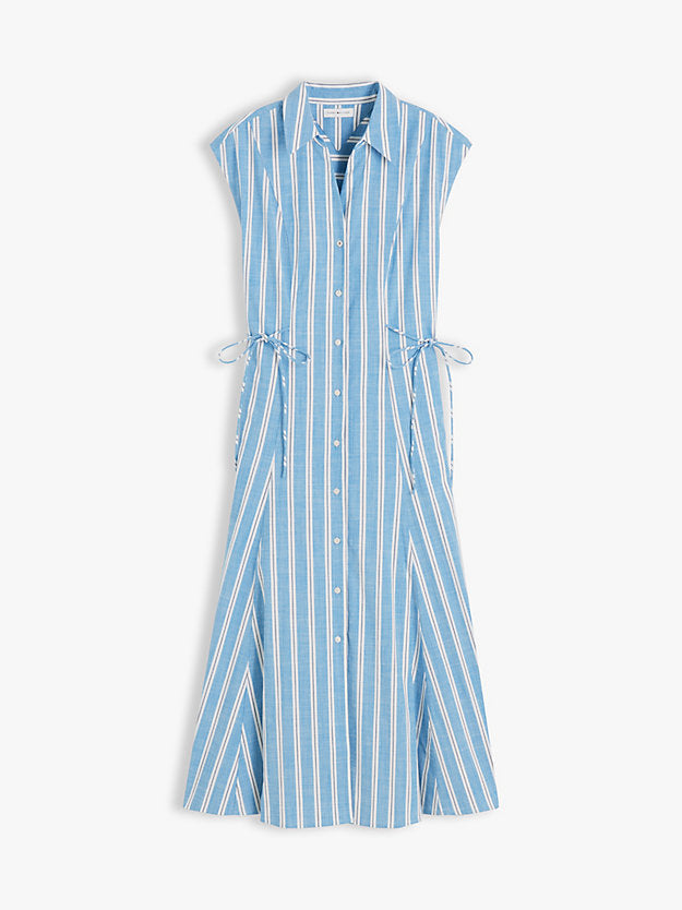 Tie Detail Cap Sleeve Midi Shirt Dress