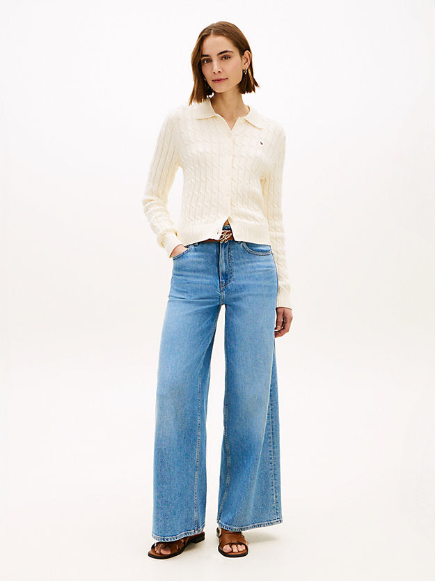 Cable Knit Polo Cardigan