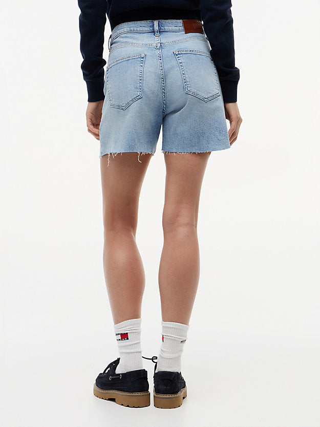 Mom Whiskered Denim Shorts