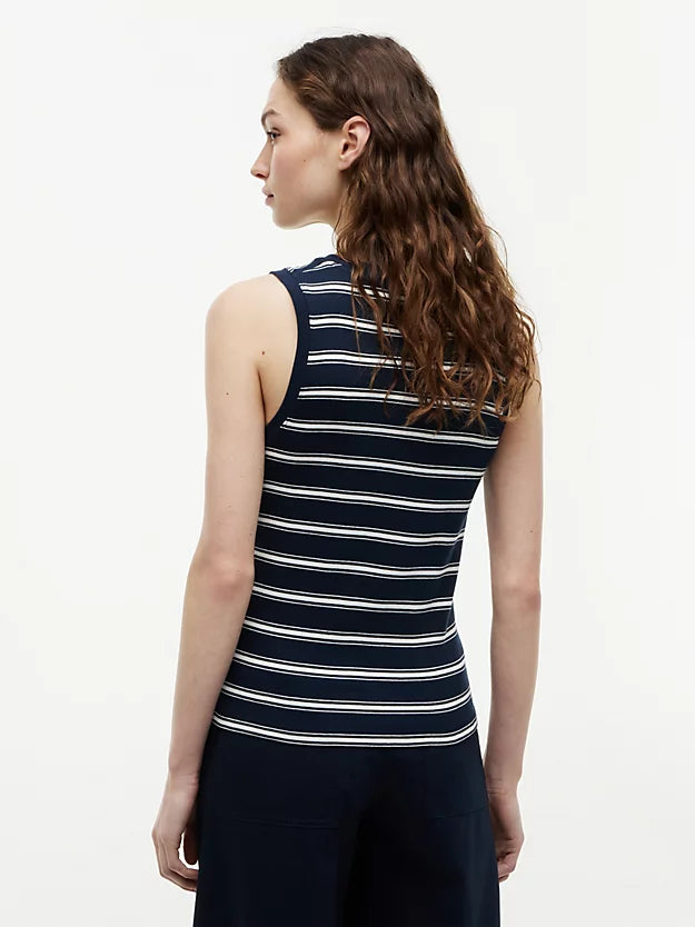 Stripe Slim Crew Neck Tank Top