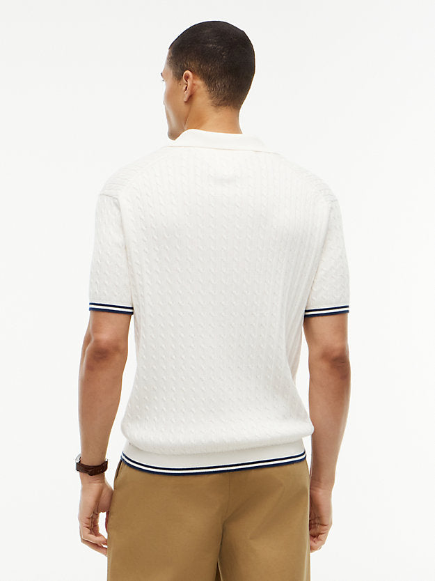 Cable Knit Short Sleeve Polo Jumper