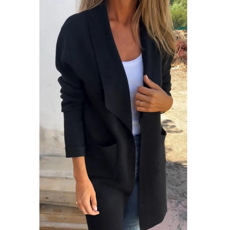 🔥Only 36 left in stock-Lapel Collar Casual Long-Sleeved Open-Front Sweater