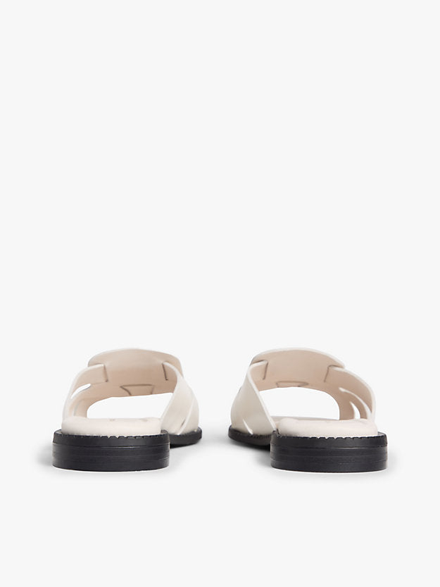 Leather Crest Square Toe Sandals