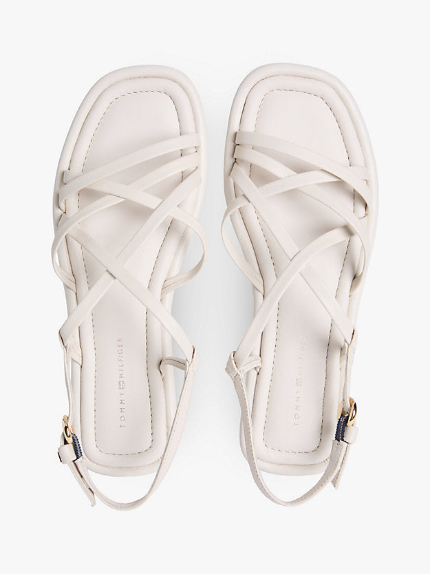 Leather Crossover Strap Flat Sandals