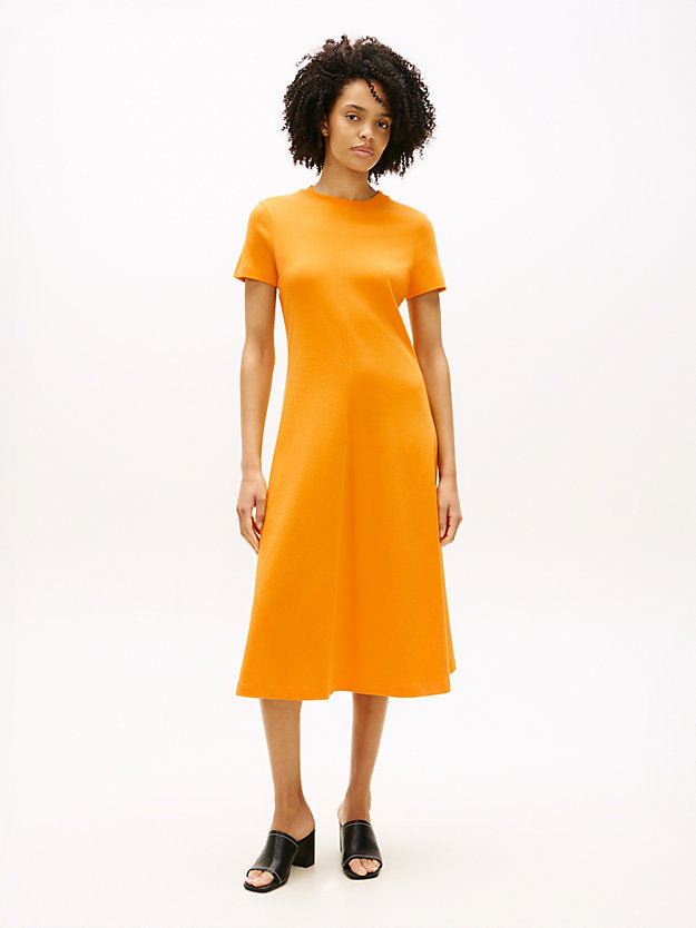 Interlock Knit Midi Fit And Flare Dress