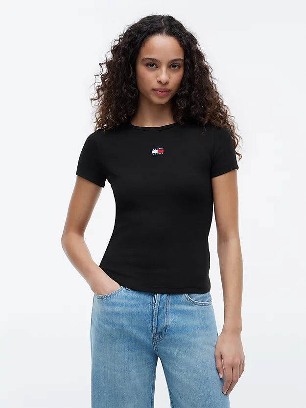 Badge Ribbed Slim T-Shirt