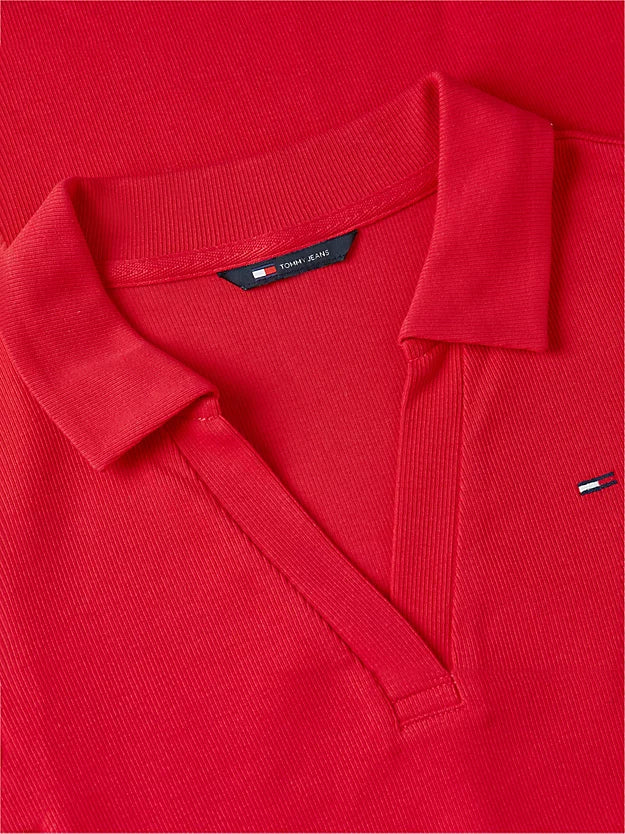 Ribbed Fit And Flare Mini Polo Dress