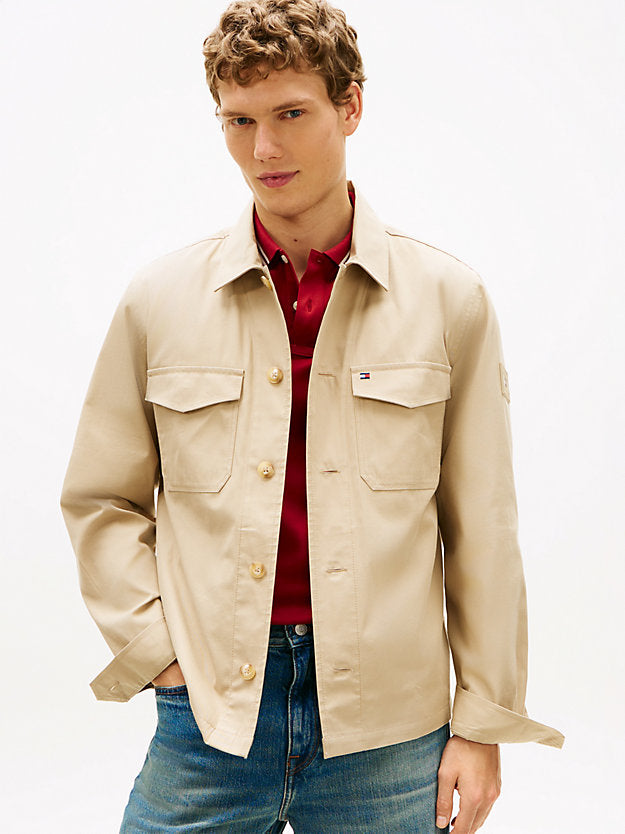 Flag Embroidery Twill Shirt Jacket