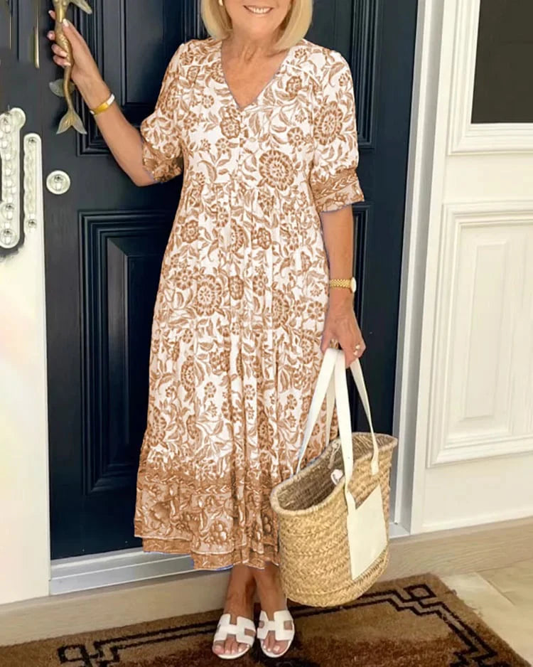 LIQUIDATION🔥 Robe imprimée col en V - Sans taxes