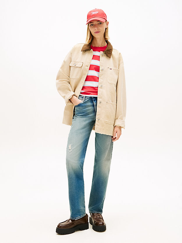 Distressed Canvas Oversized Chore Jacket