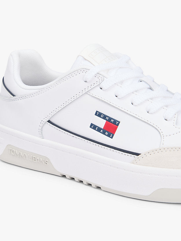 Leather Mixed Texture Cupsole Trainers