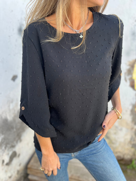 SOLDE DE LIQUIDATION🔥 Chemise décontractée à col rond brodée et grands poignets