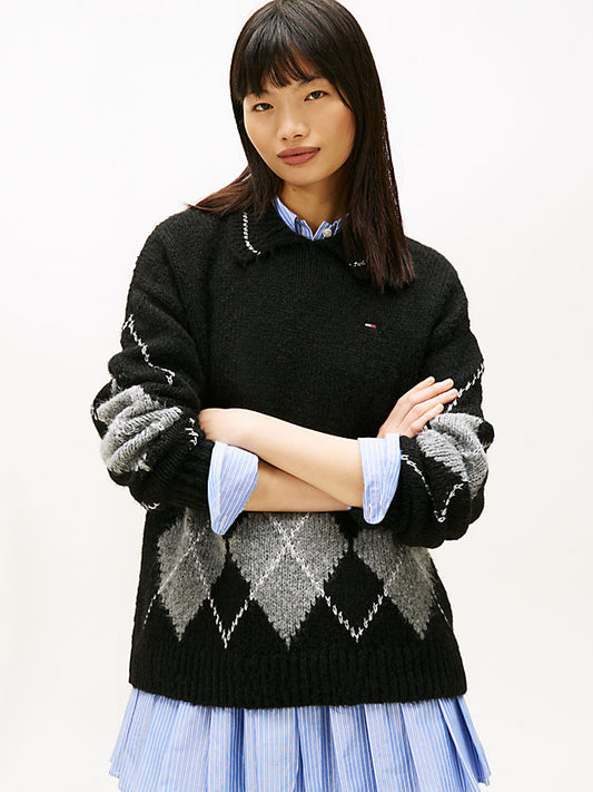 Argyle Oversized Polo Jumper WiAlpaca