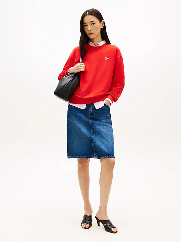 Logo Embroidery Crew Neck Sweatshirt