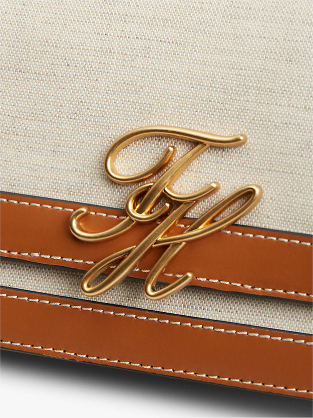 Canvas Leather Trim Crossbody Bag