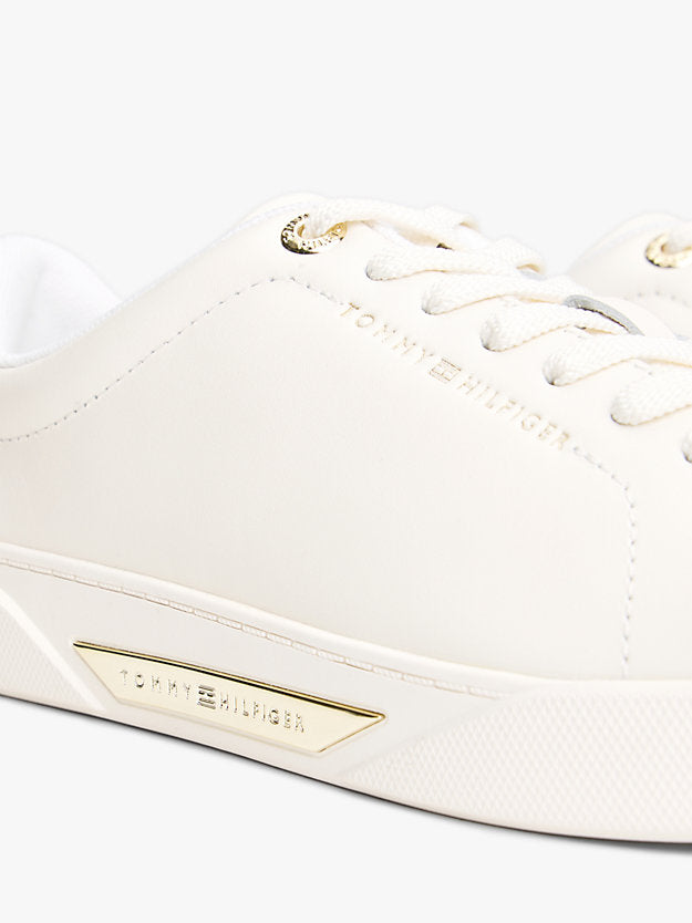Leather Logo Plaque Court Trainers